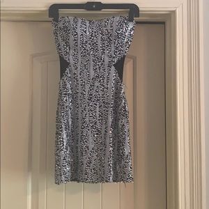 Sequin black and white dress strapless